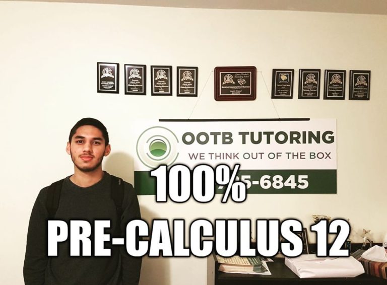 OOTB Tutoring student result: 100% in Pre-Calculus 12, Surrey BC