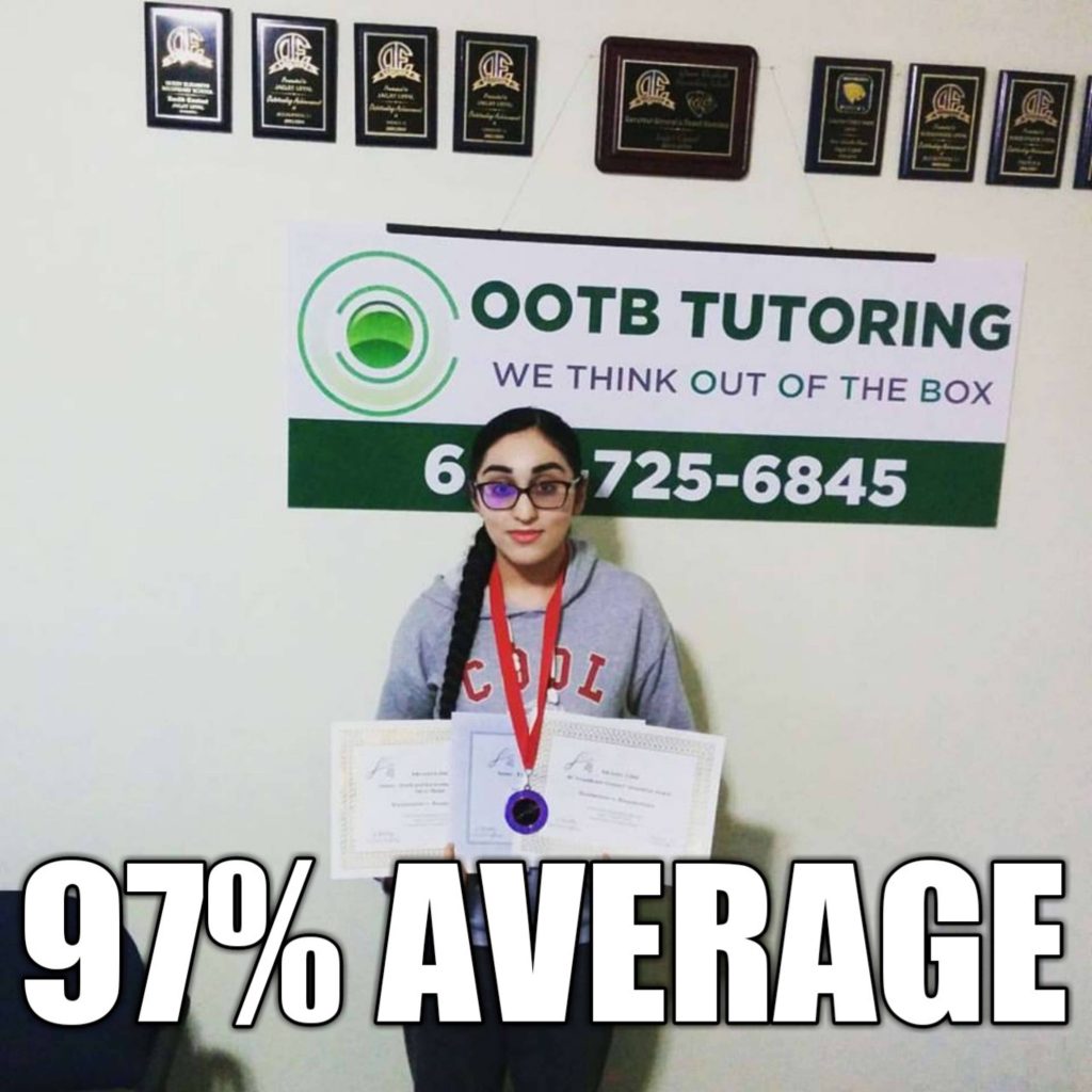 OOTB Tutoring student result: 97% average, Surrey BC