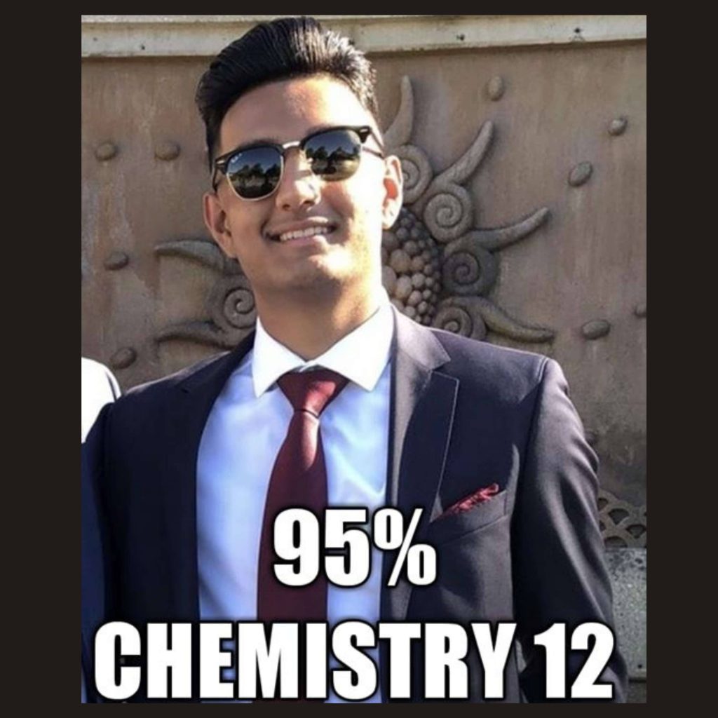 OOTB Tutoring student result: 95% in Chemistry 12, Surrey BC