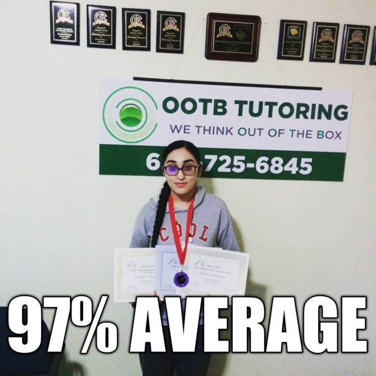 OOTB Tutoring student result: 97% average, Surrey BC