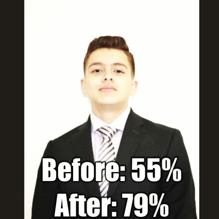 OOTB Tutoring student result: improved from 55% to 79%, Surrey BC