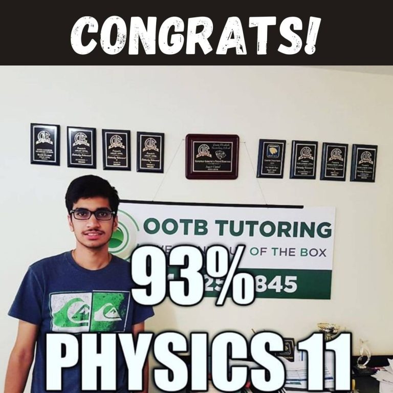 OOTB Tutoring student result: 93% in Physics 11, Surrey BC
