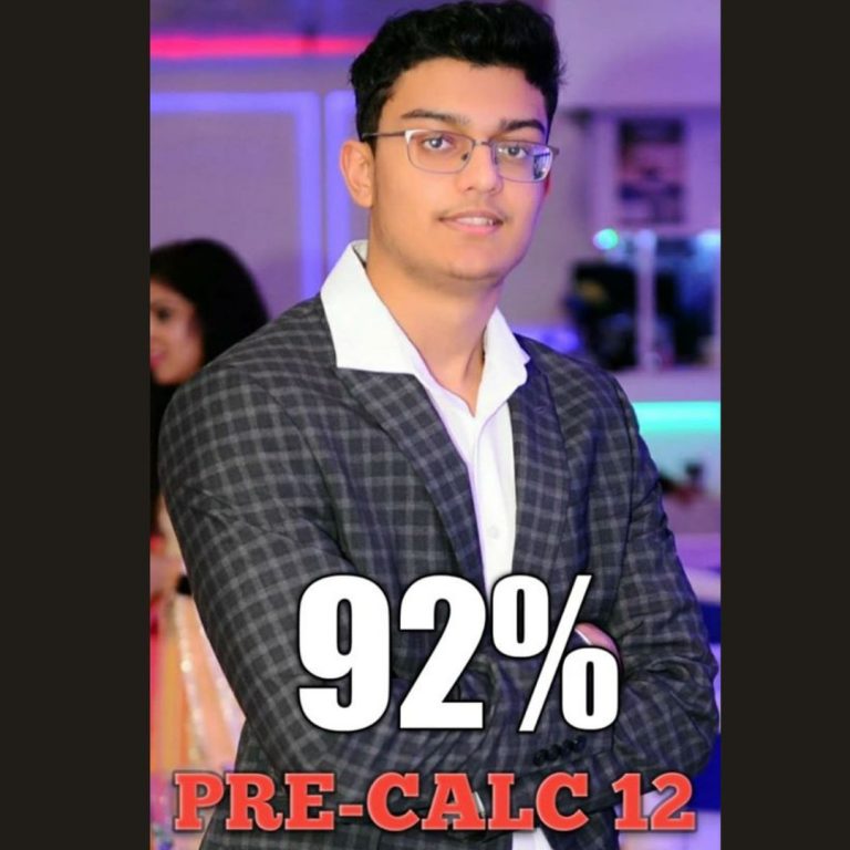 OOTB Tutoring student result: 92% in Pre-Calculus 12, Surrey BC