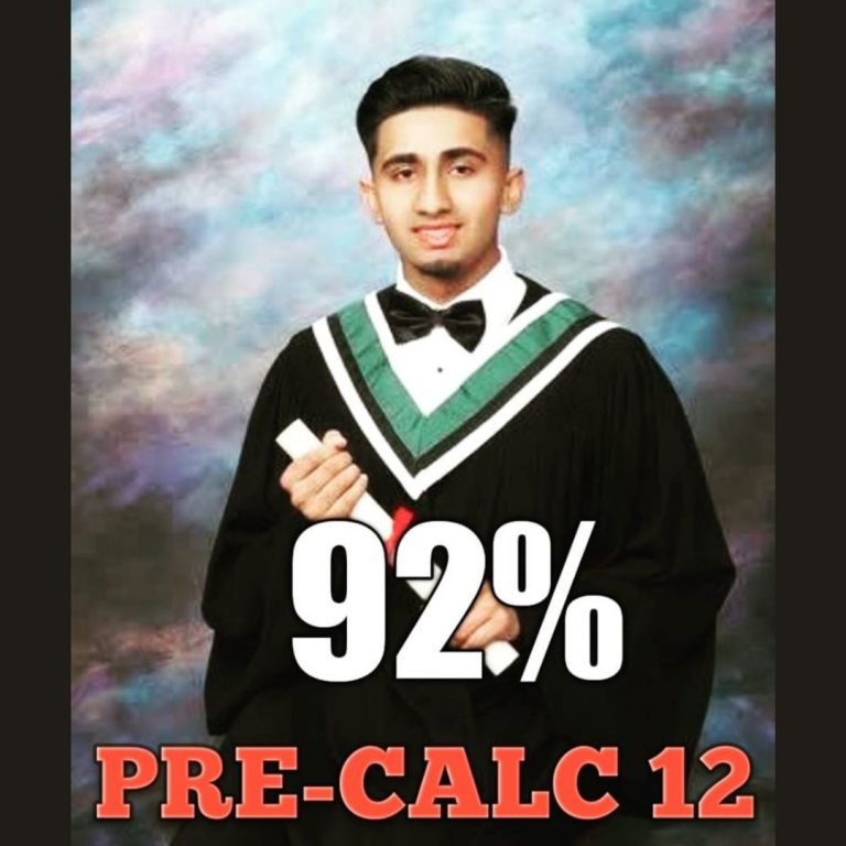 OOTB Tutoring student result: 92% in Pre-Calculus 12, Surrey BC
